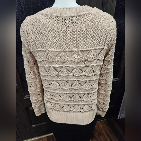 FOREVER 21 KNIT CROP SWEATER. Beige Brown Tan Cream. Vintage, Bohemian, Y2k - Picture 3 of 5
